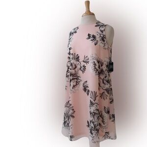 JH Pink Shift Dress White And Black Floral Print